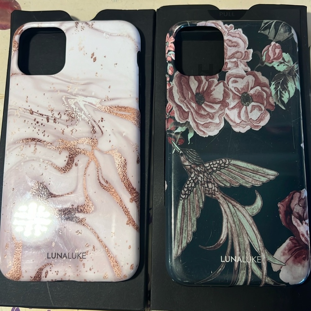 3 Phone cases two from LunaLuke, one from loopy, a battery case from Lexylemon